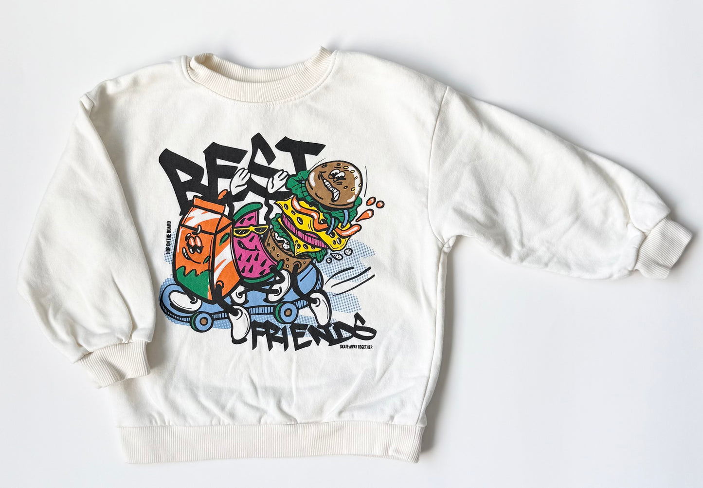 H&M White “Best Friends” Food Crewneck Sweater (2-4 Years)