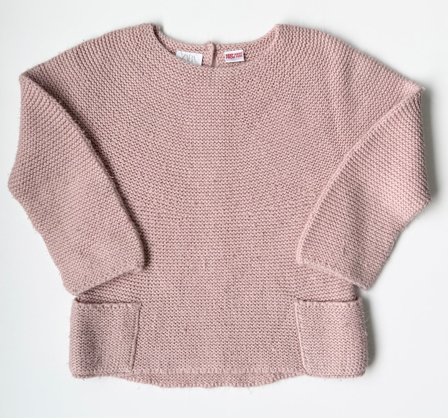 Zara Pink Knit Front Pockets Sweater (4-5 Years)