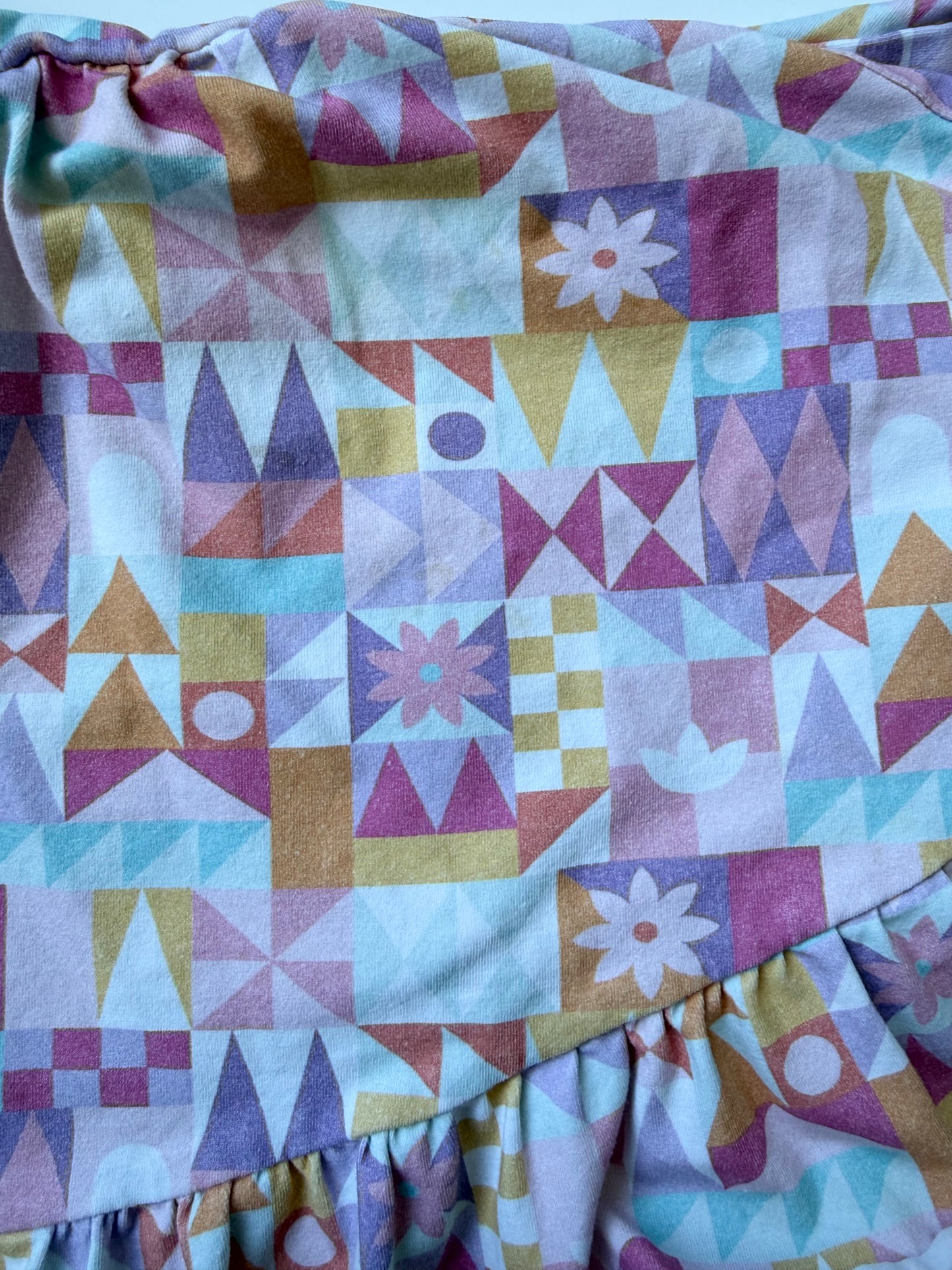Girlhood Pink Pastel Geometric Short Sleeve Twirl Dress (4T)