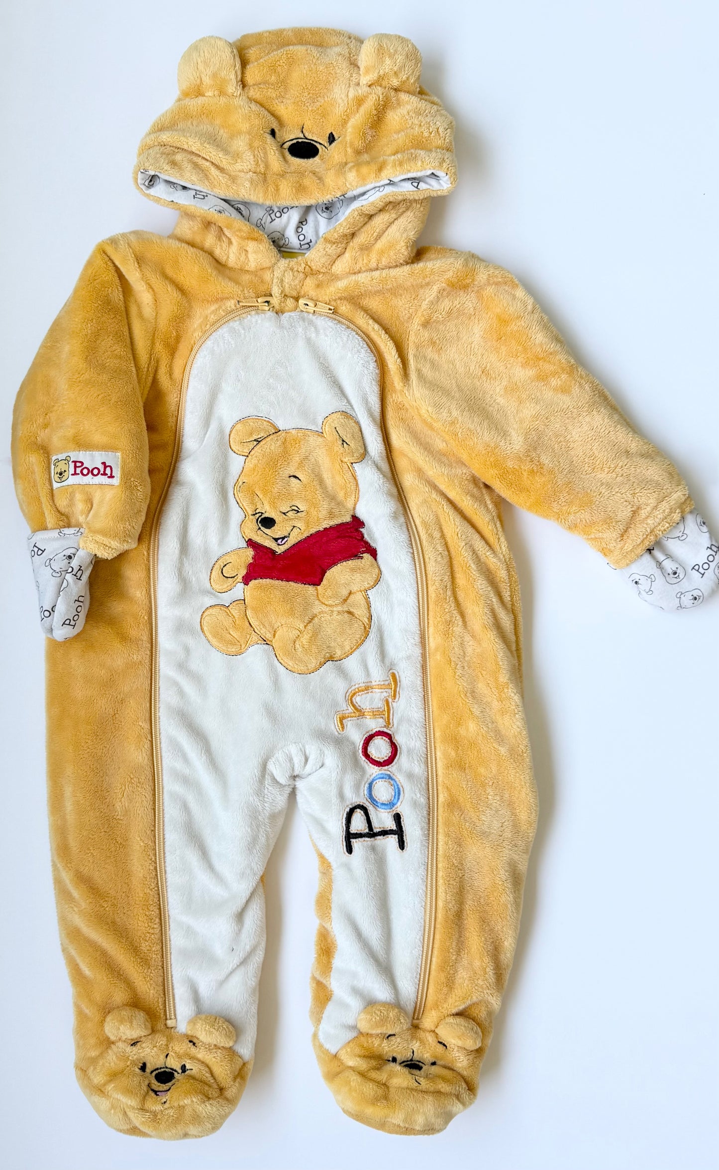 Disney Baby Y2K Yellow Winnie the Pooh Bunting Suit (12 Months)