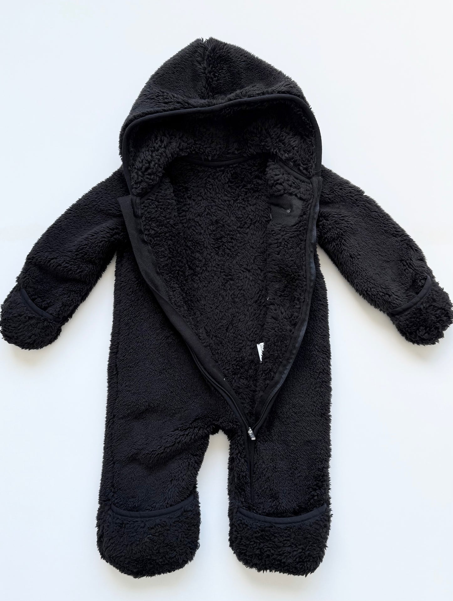 Nike Black Fuzzy Plush Hoodie Bunting Suit (9 Months)