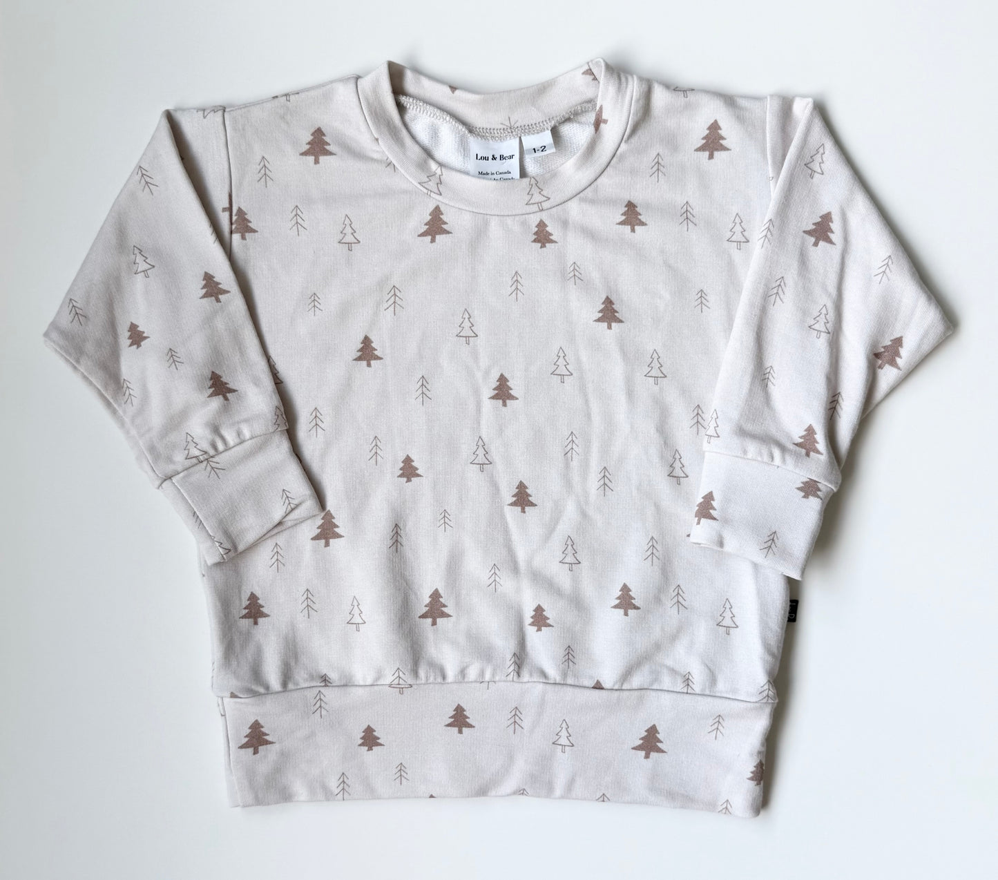 Lou & Bear Beige Fern Trees Pullover (1-2 Years)