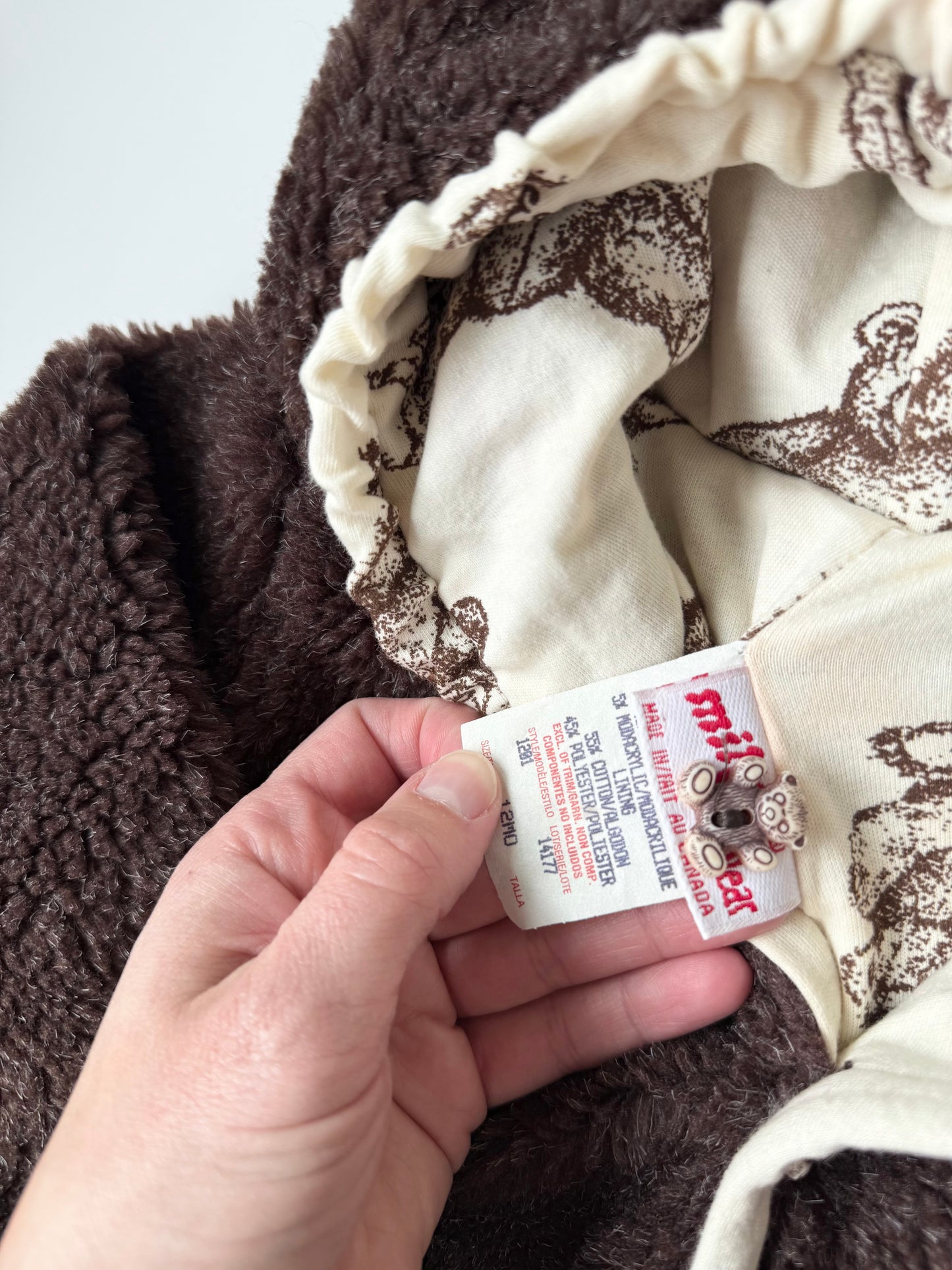 Vintage Milton Funwear Brown Sherpa Teddy Bunting Suit (12 Months)