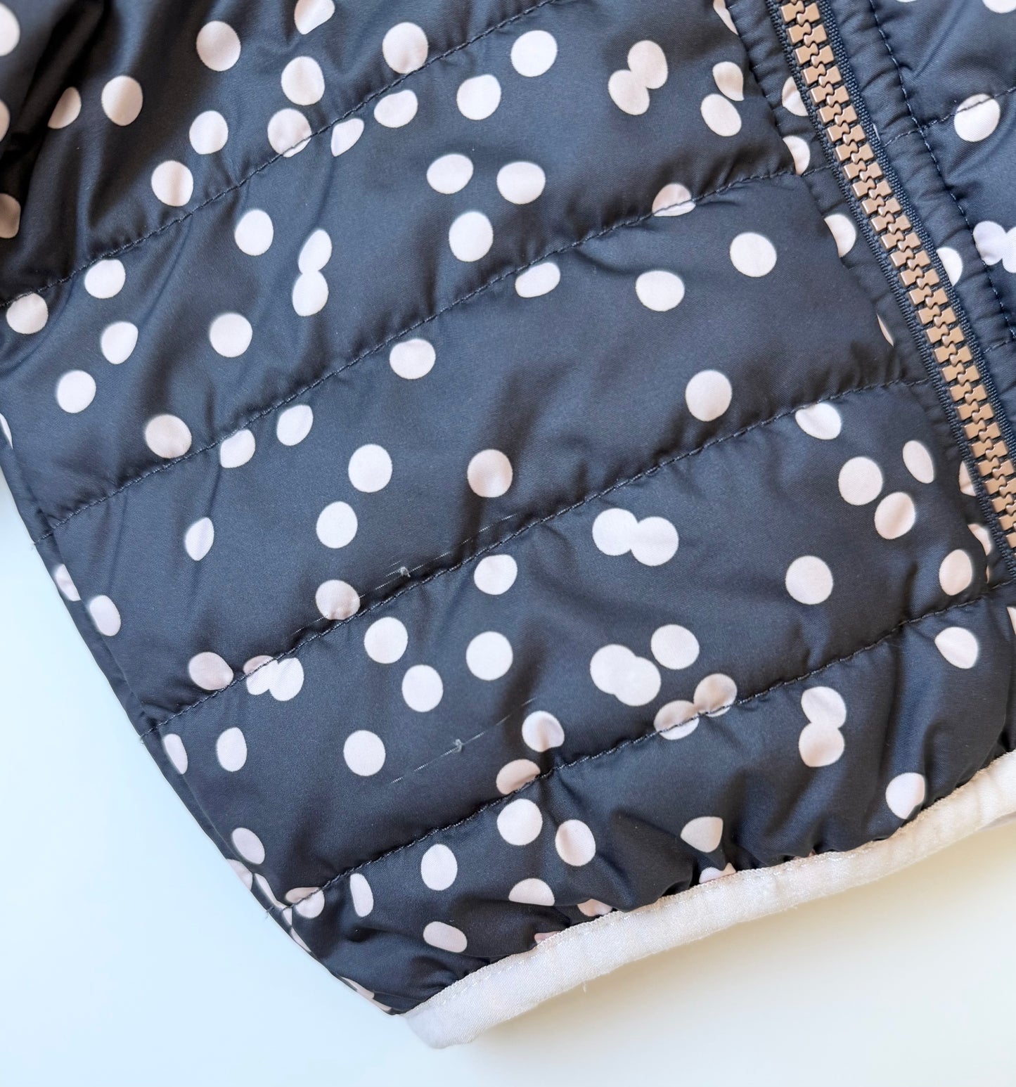 The North Face Perrito Black & Pink Polkadot Reversible Hooded Jacket (6-12 Months)
