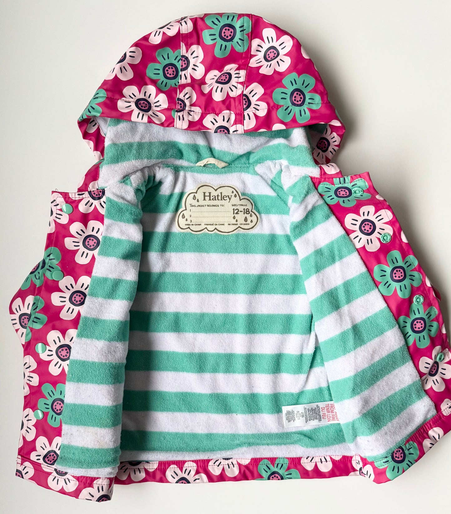 Hatley Pink Flowers Rain Jacket (12-18 Months)