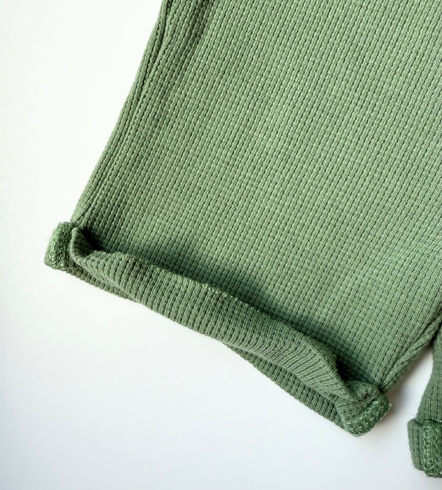 Rabbit + Bear Green Waffles Longer Shorts (6-9 Months)