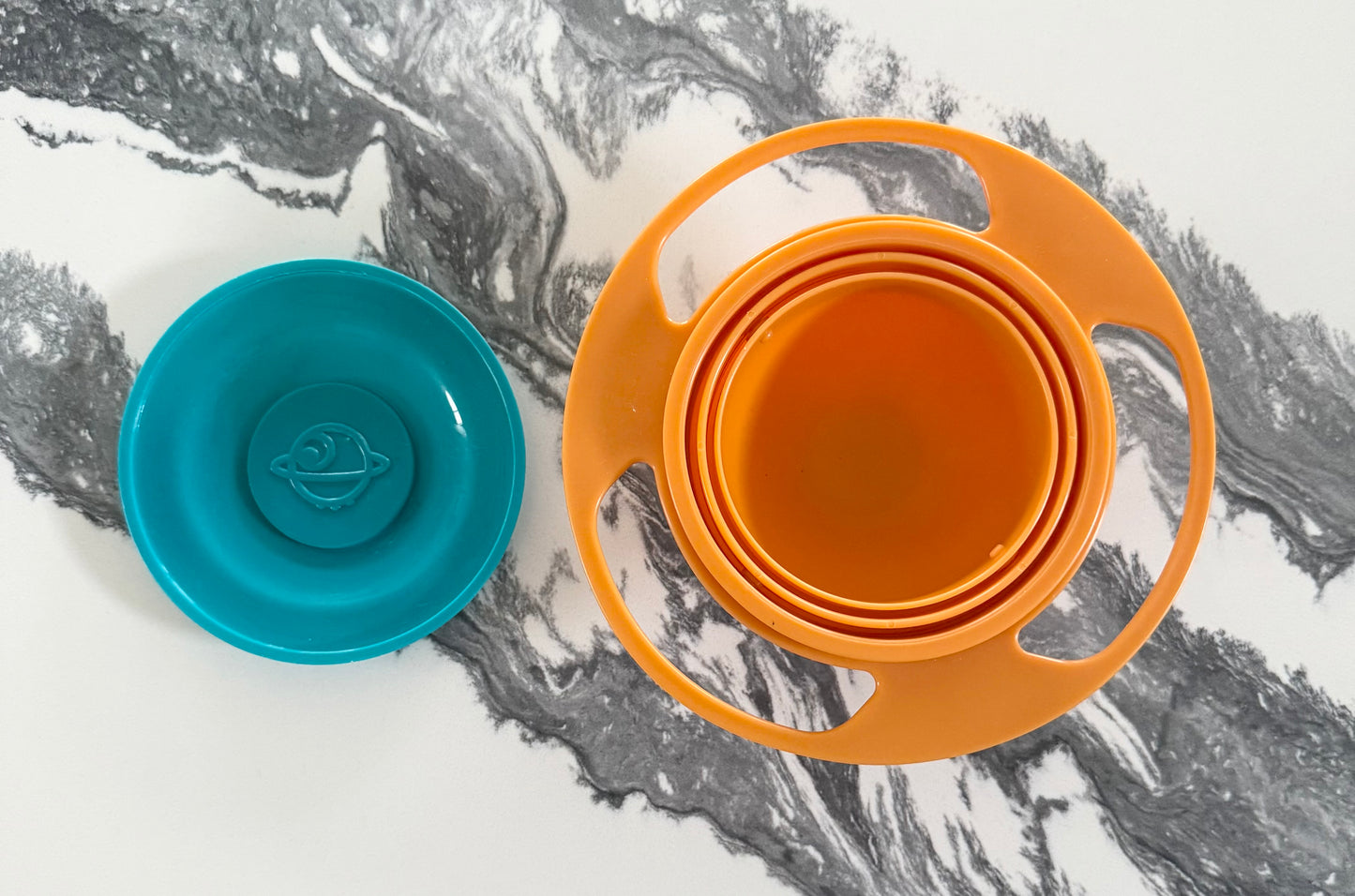 Orange & Turquoise Non-Spill Snack Bowl