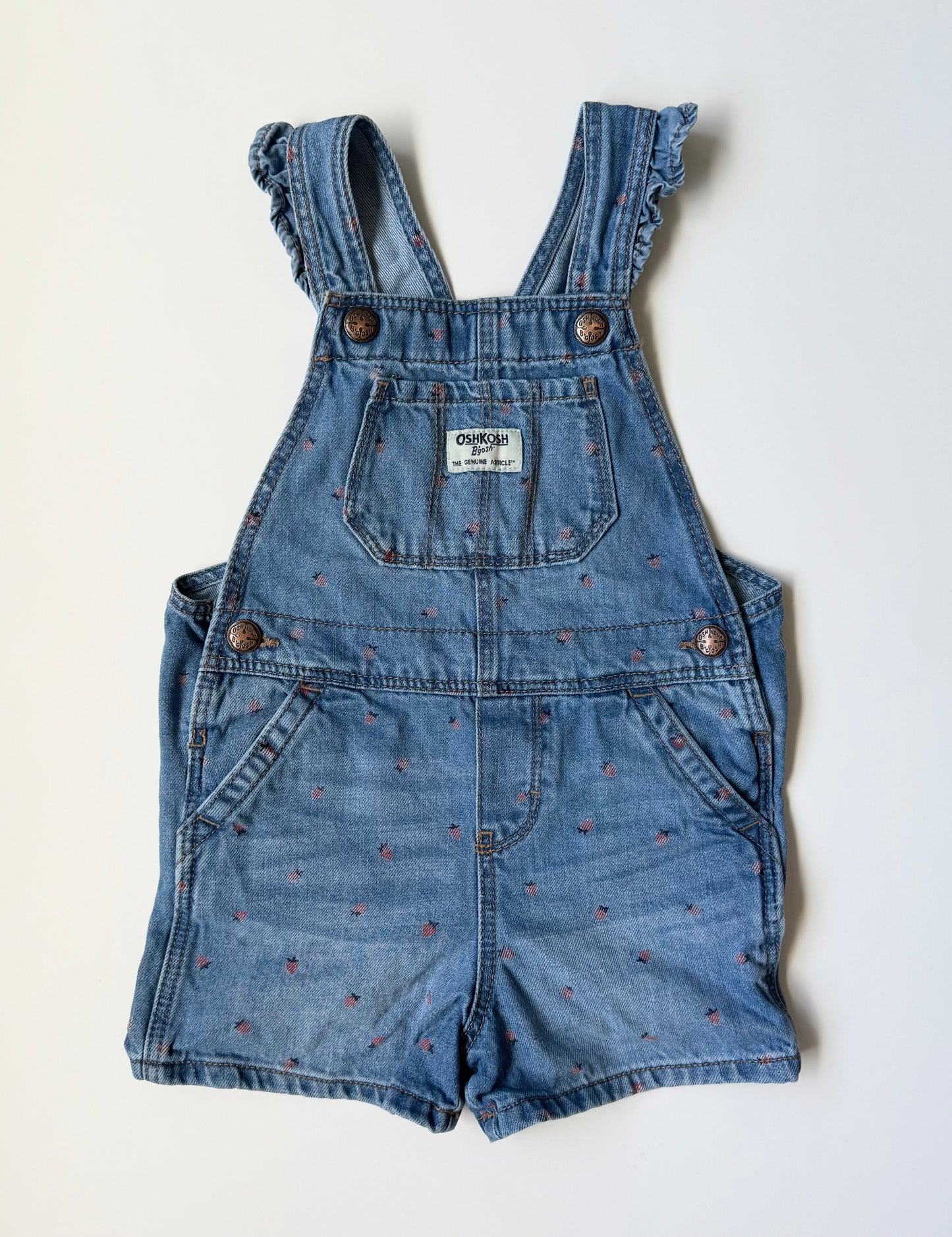 OshKosh Jean Strawberry Shorty Overalls (3T)