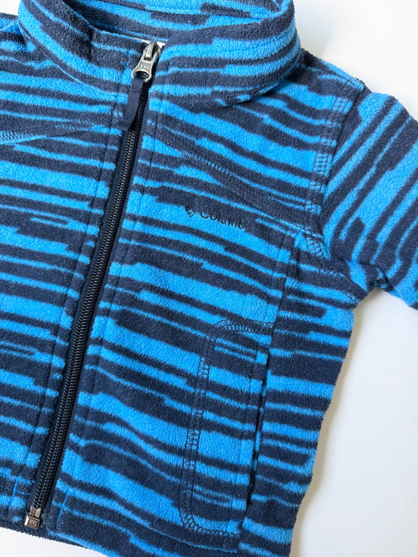 Columbia Blue & Black Striped Fleece Zip Up (6-12 Months)