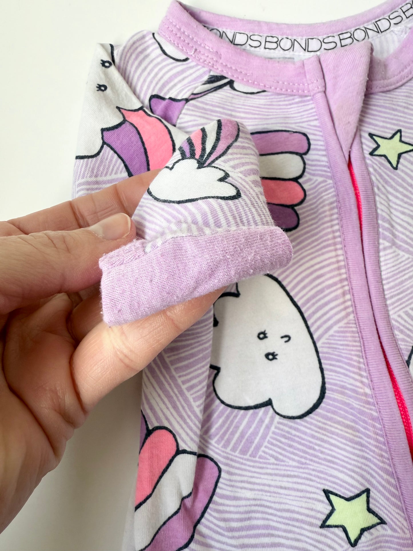 Bonds Wondersuit Purple Cloud & Rainbow Sleeper Romper (0-3 Months)