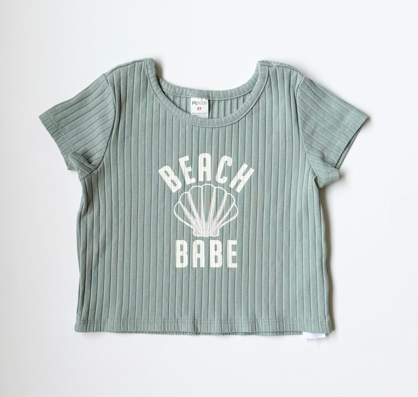 PL Kids Green Ribbed “Beach Babe” T-Shirt (3T)