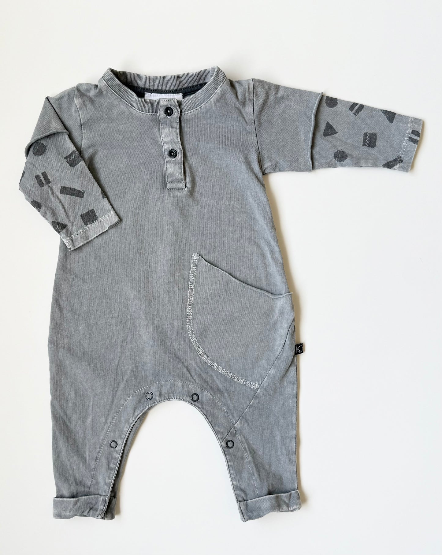 Kidding Around Grey Edgy Jumpsuit (6 Months)