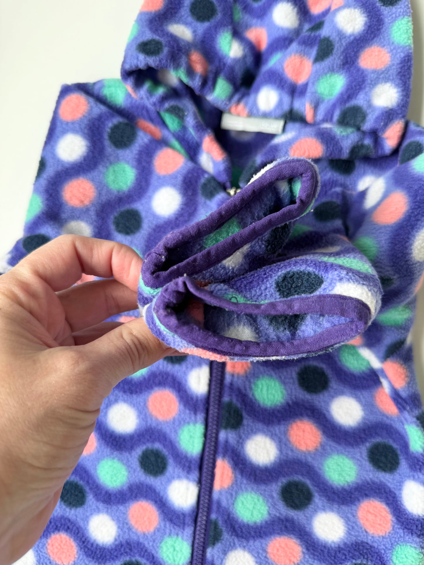 Columbia Purple Polkadot Fleece Bunting Suit (12-18 Months)