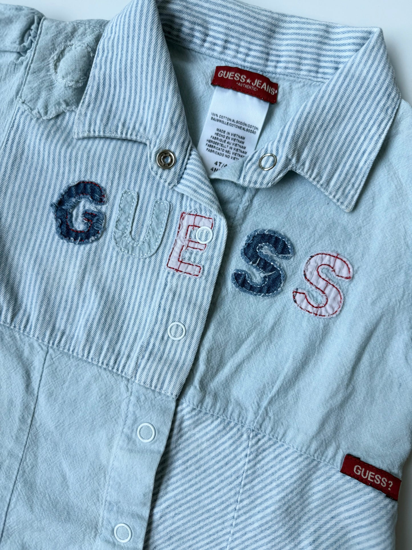Guess Jeans Light Blue Denim Stripped Collared Dress (4T)