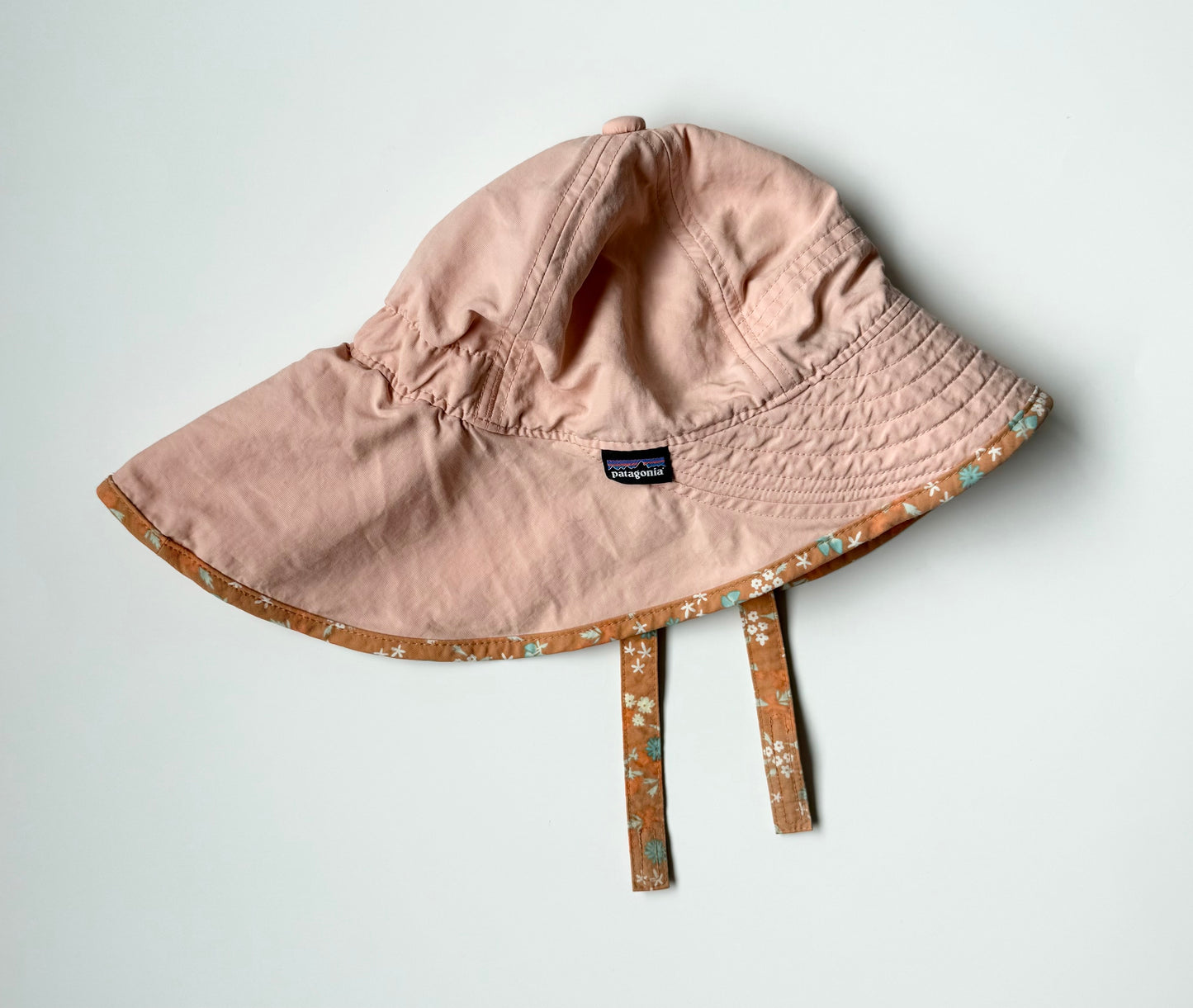 Patagonia Light Pink & Floral Trim Block The Sun Hat (18-24 Months)