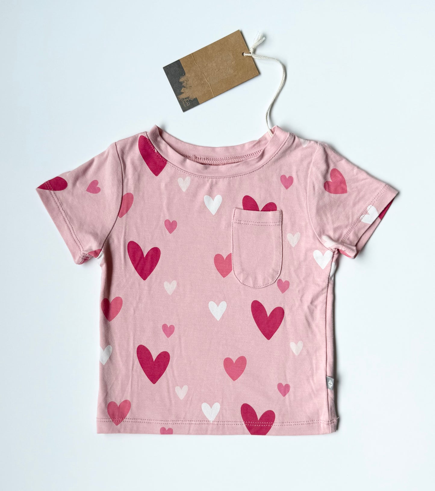 Kyte Crepe Hearts Pocket Tee - New (12-18 Months)