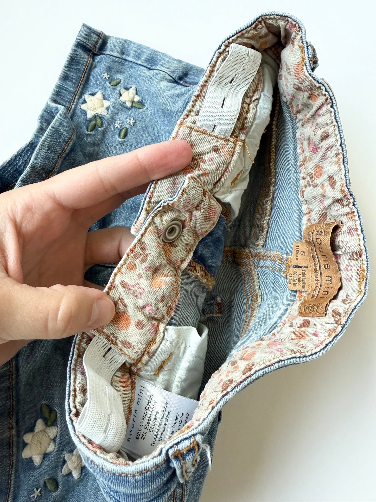 Souris Mini Jean Embroidered Flowers Shorts (5 Years)