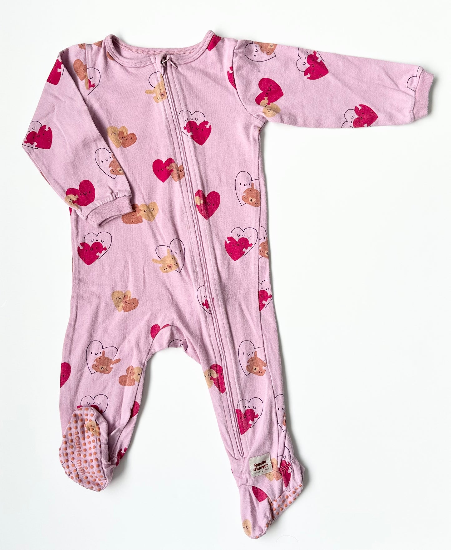 Souris Mini Purple Hearts Zipper Sleeper (9-12 Months)