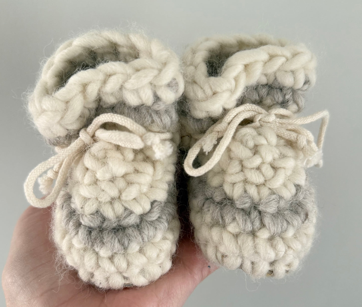 Knit White & Grey Booties (1)