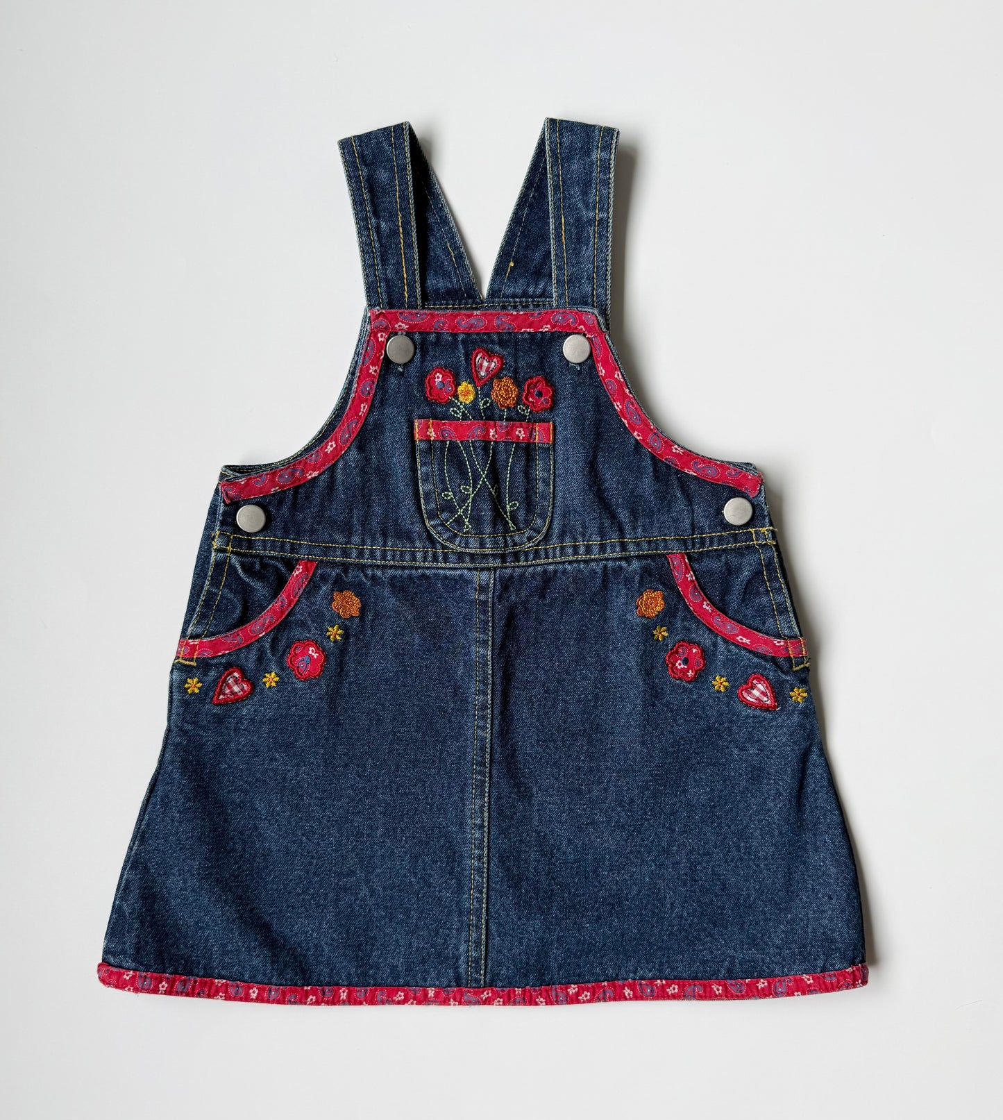 Y2K Jean & Red Detailing Tank Dress (6-9 Months)