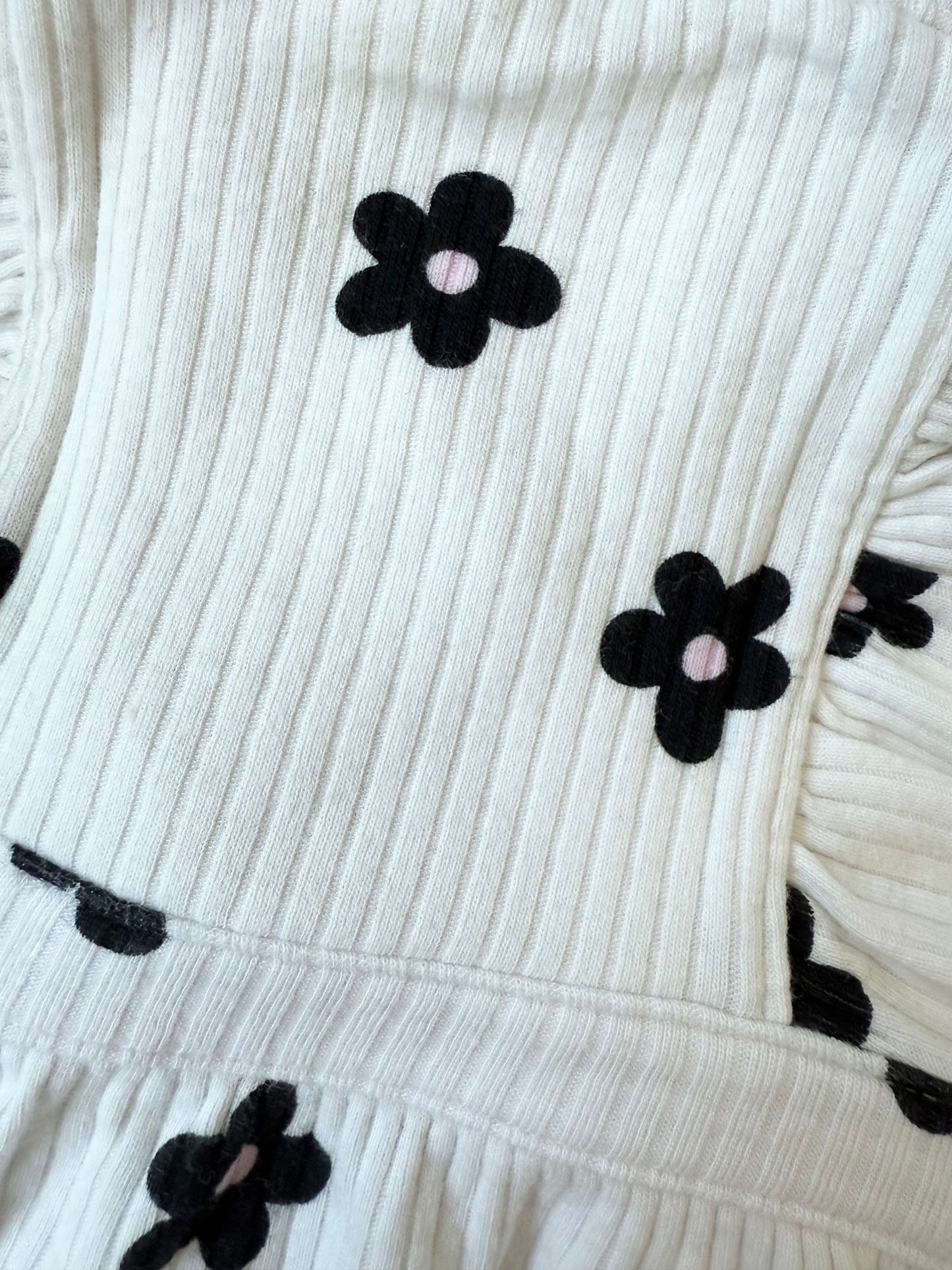 Cat & Jack White & Black Flowers Ribbed Summer Romper (Newborn)