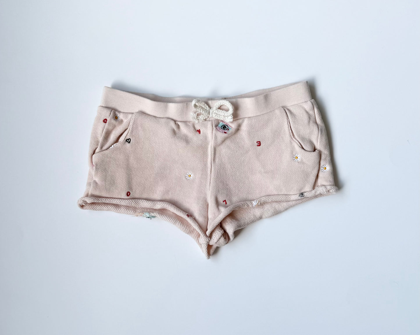 Zara Light Pink Embroidered Sweat Shorts (9-12 Months)