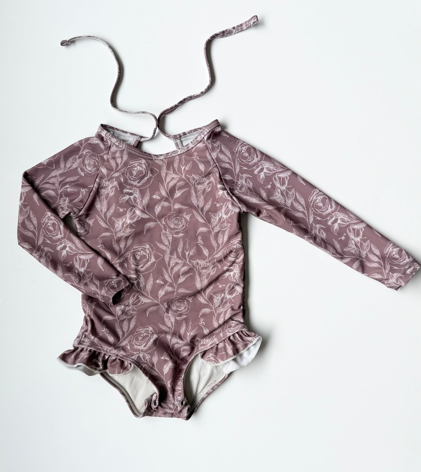 Current Tyed “The Noa” Purple Floral One Piece Ruffle Rashguard Swimsuit (12-18 Months)