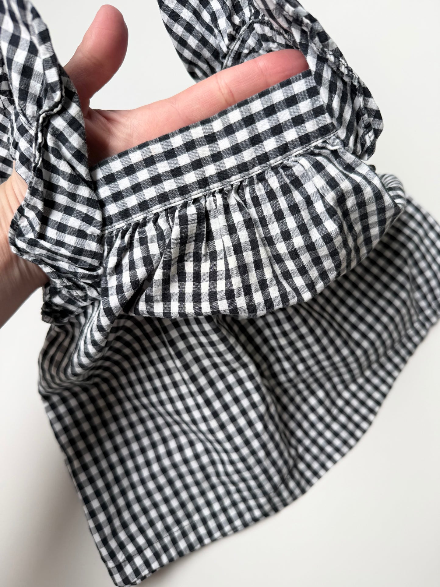 Zara Black & White Gingham Ruffle Shoulder Tank Top (2/3 Years)