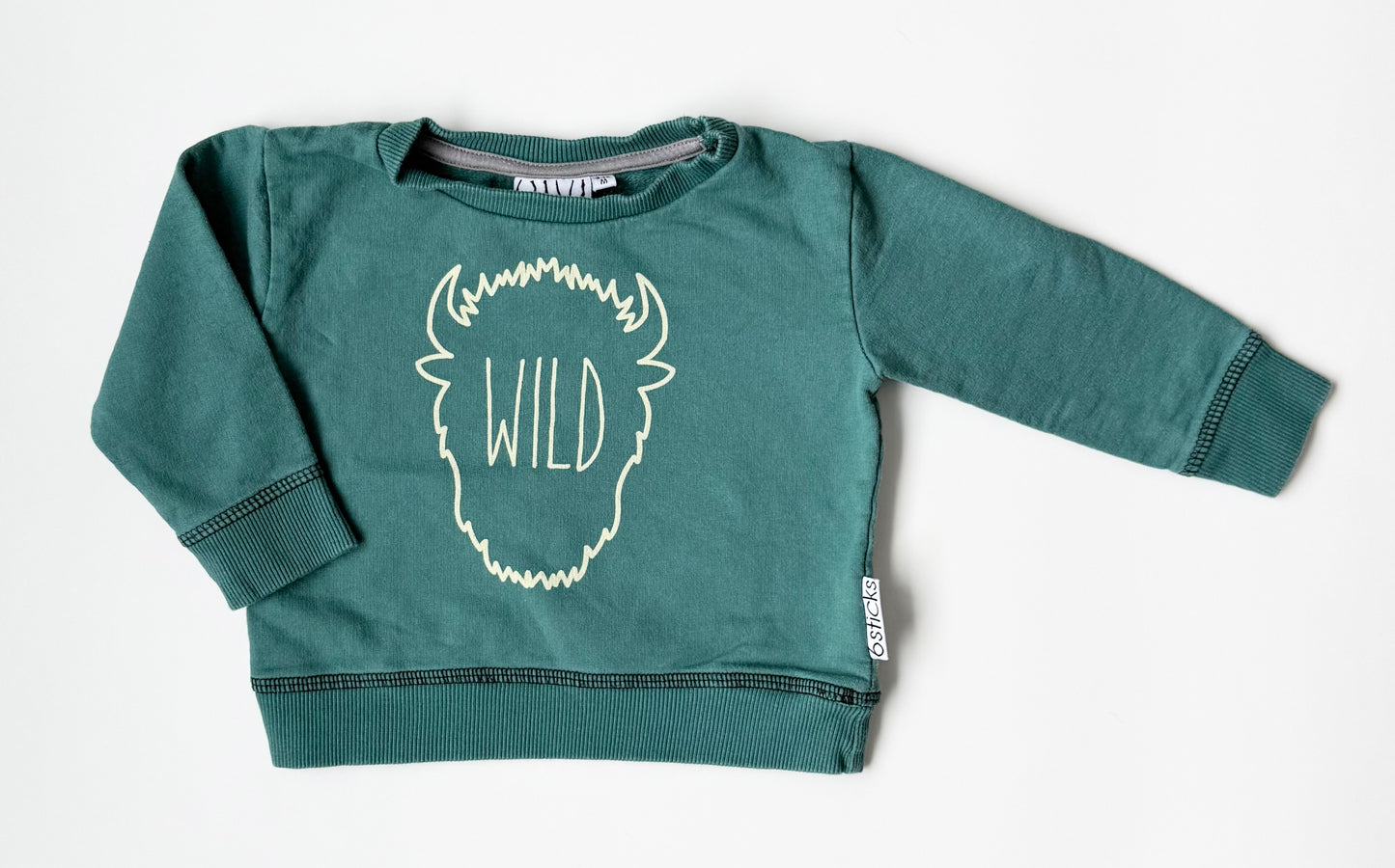 6Sticks Green “Wild” Buffalo Sweater (9-12 Months)