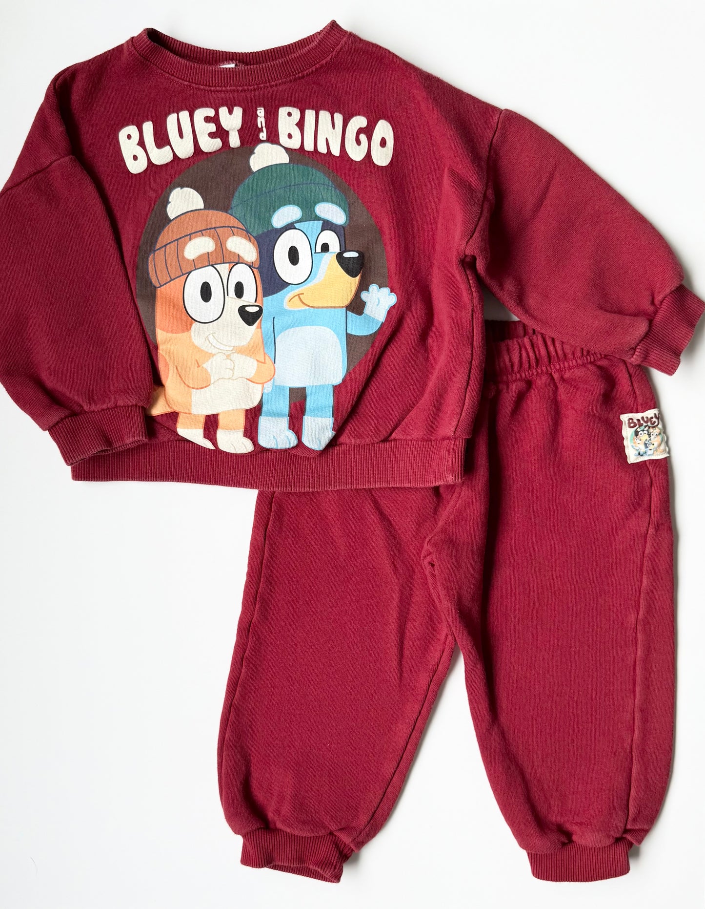 Zara x Bluey Red Bluey & Bingo Sweater & Pants Two Peice Set (3-4 Years)