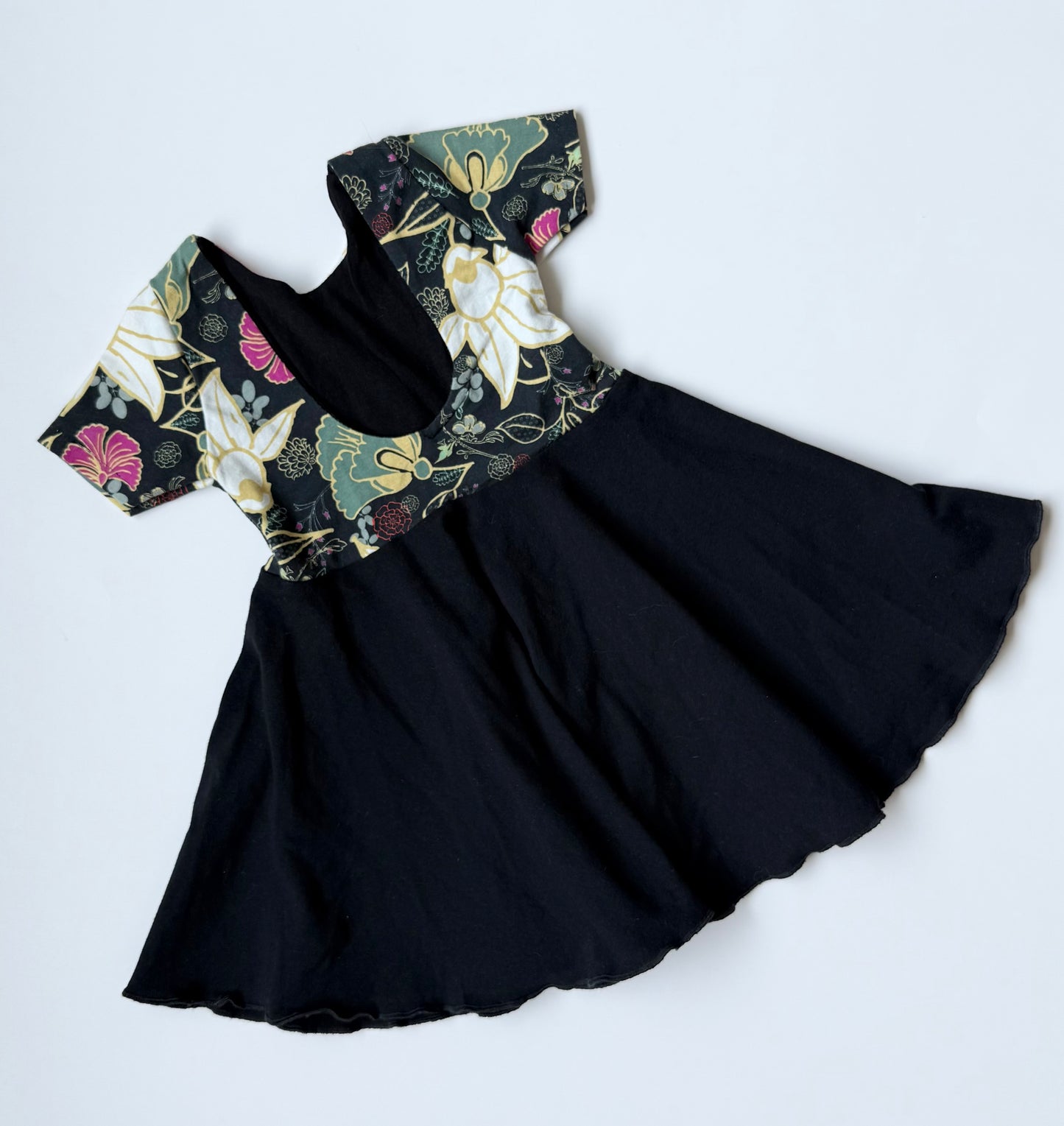 Everly After Creations Dark Floral Short Sleeve Dress (0-6 Months)