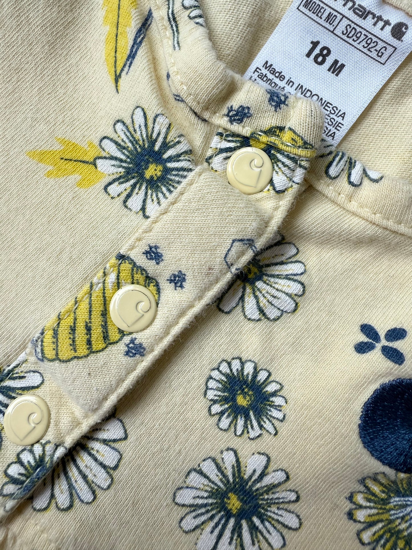 Carhartt Yellow Short Sleeve Printed Daisies & Bees Dress (18 Months)