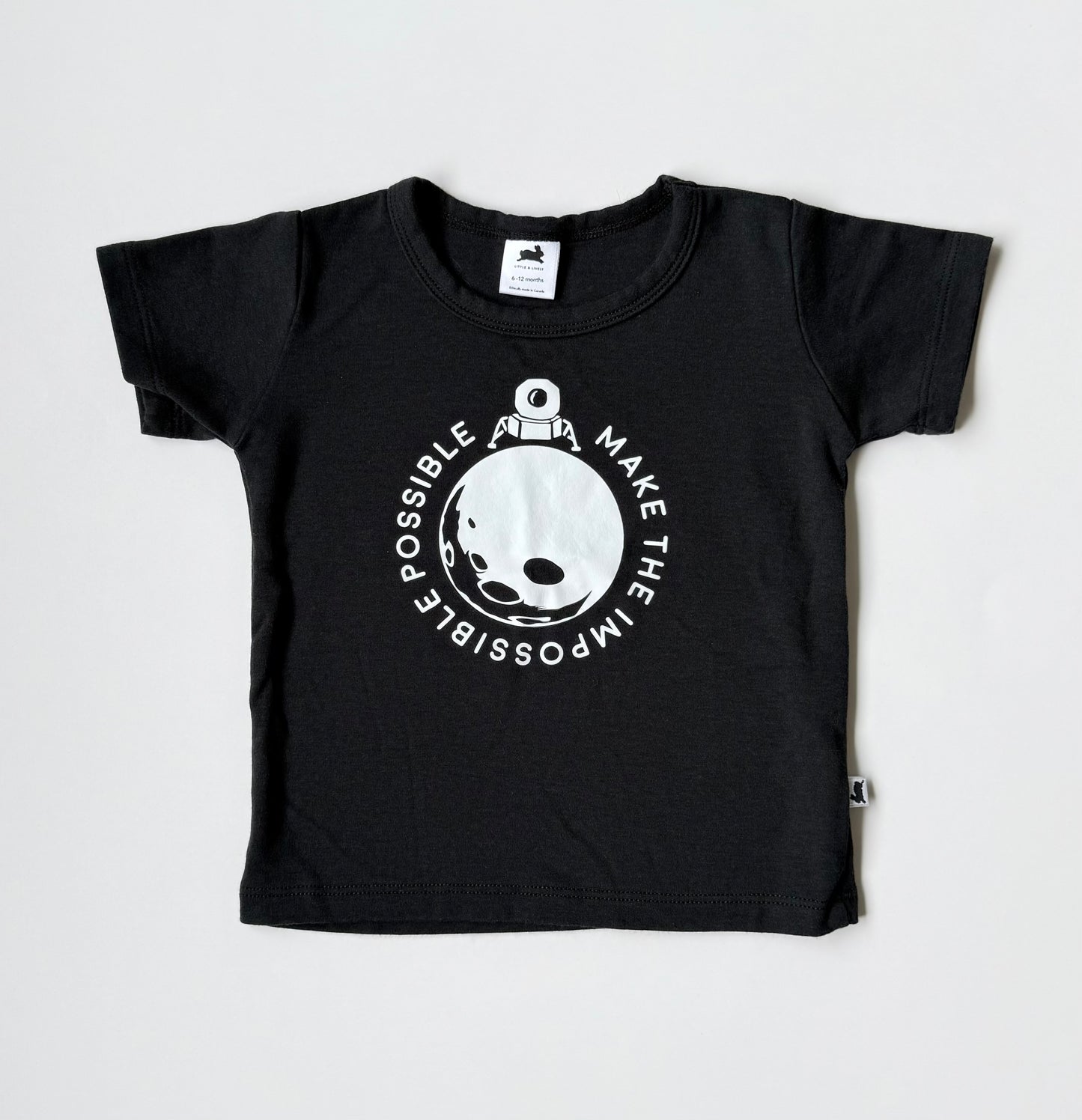 Little & Lively Black “Impossible Possible” T-Shirt - New (6-12 Months)
