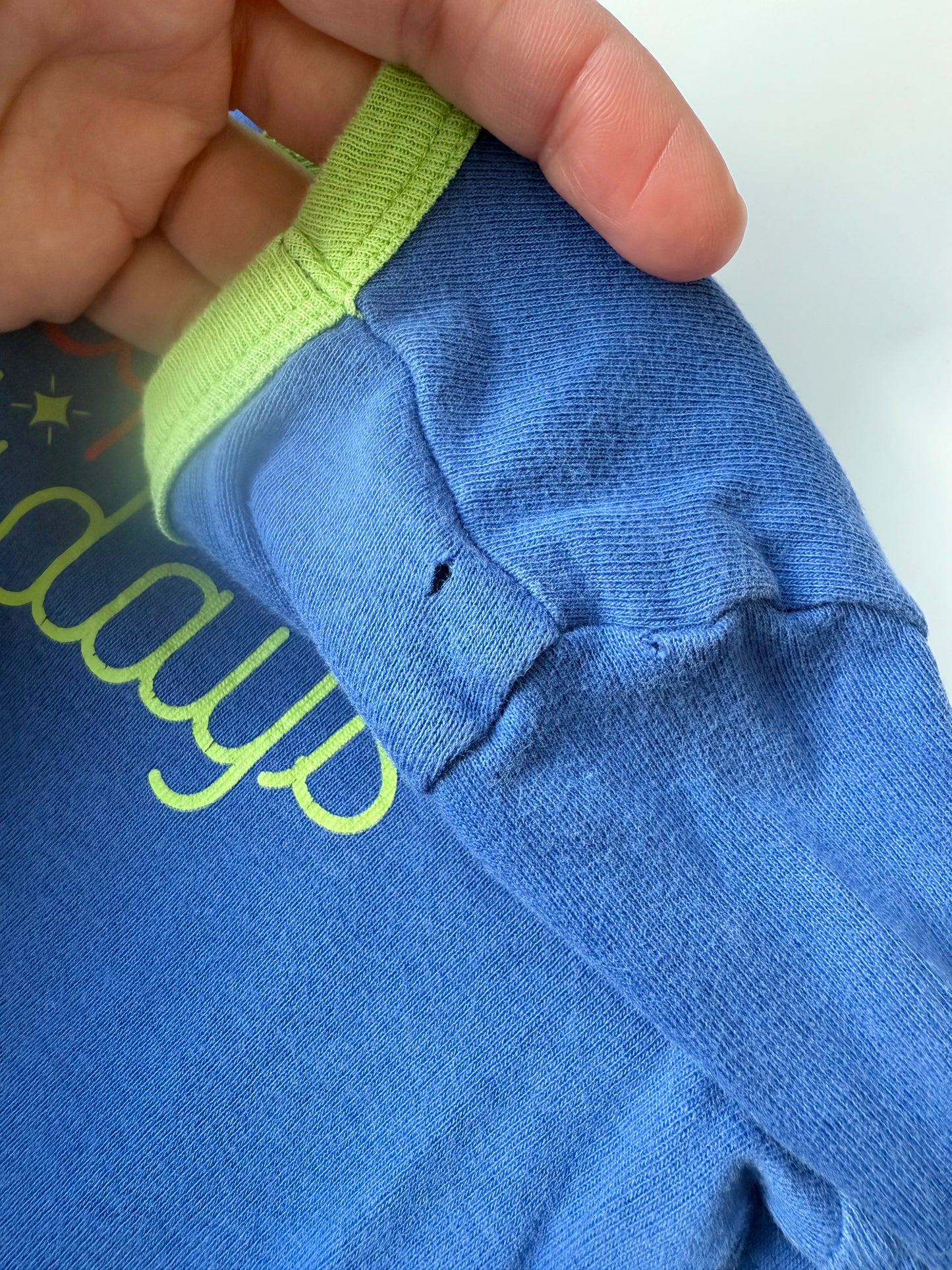 Joe Fresh x Disney Buzz Lightyear Blue & Green Happy Holidays Two Piece PJ Set (3T)