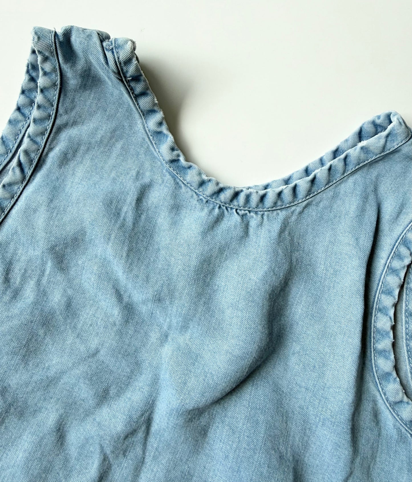 Zara Light Denim Peplum Cropped Tank Top (5-6 Years)
