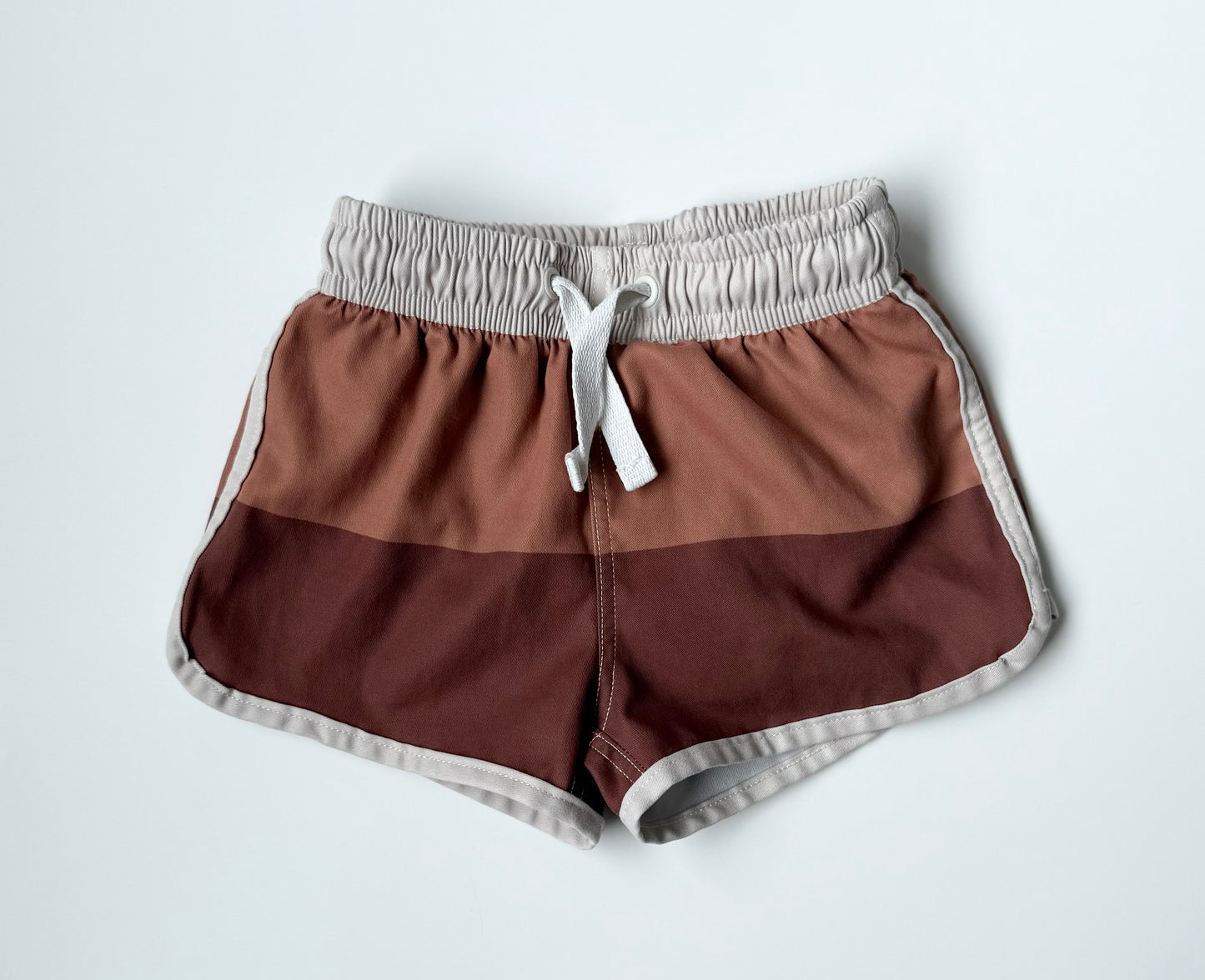 Rylee & Cru Terracotta Color Block Swim Trunks (3-6 Months)