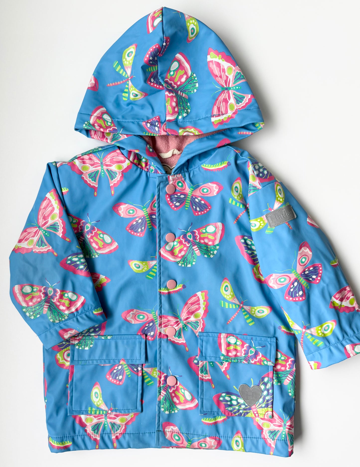 Hatley Blue & Colorful Butterflies Rain Jacket (2T)