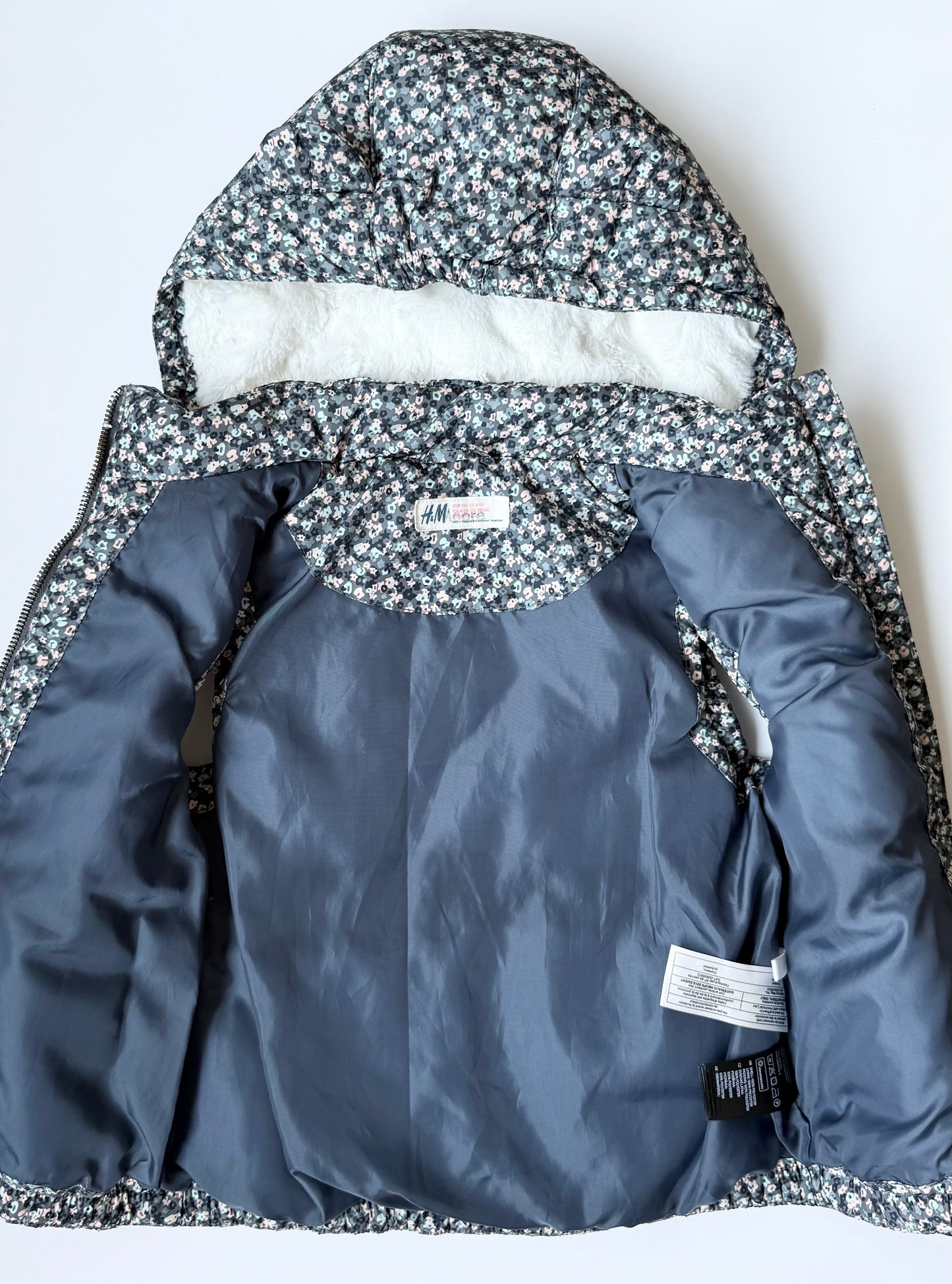 H&M Dark Floral Hooded Puffer Vest (4-5 Years)