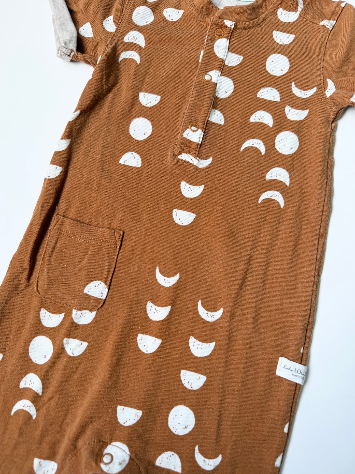 LouLou Lollipop Brown Crescents T-Shirt Jumpsuit (3-6 Months)