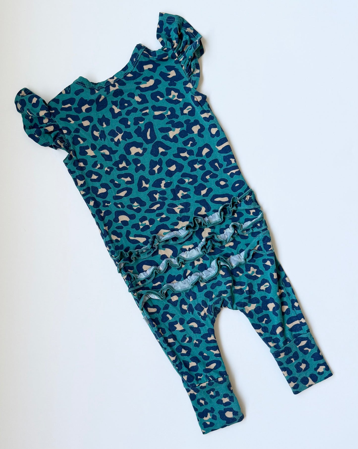 Posh Peanut Blue Cheetah Sleeveless Jumpsuit (0-3 Months)