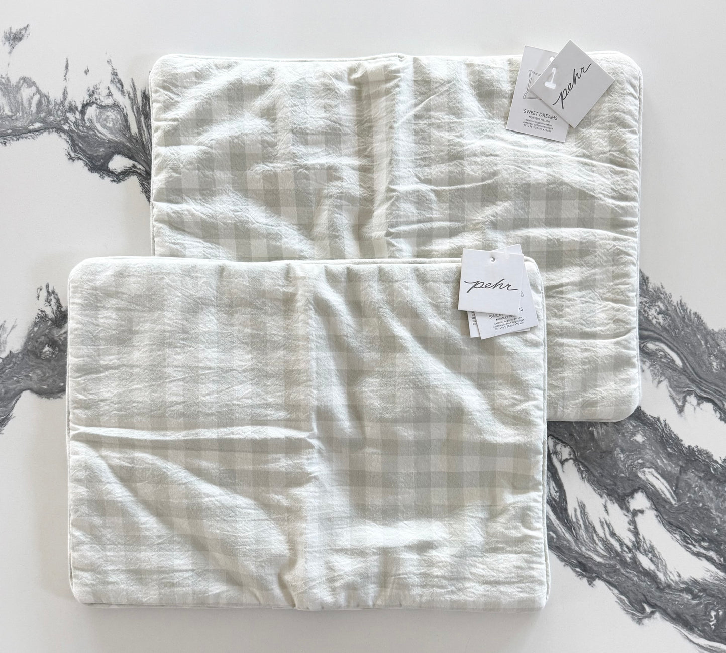 Pehr Checkmate Sweet Dreams Nursery Pillow Covers Set in Fog - New