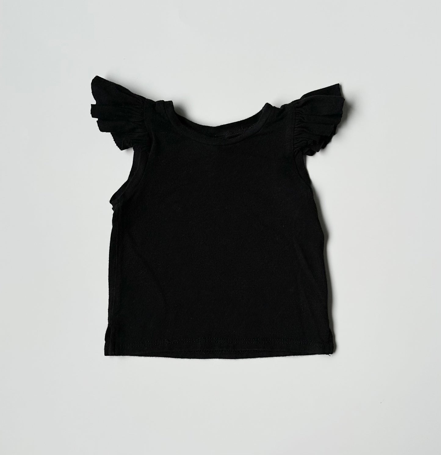 Posh & Cozy Black Cynthia Ruffle Shoulder Tank Top (NB-6 Months)