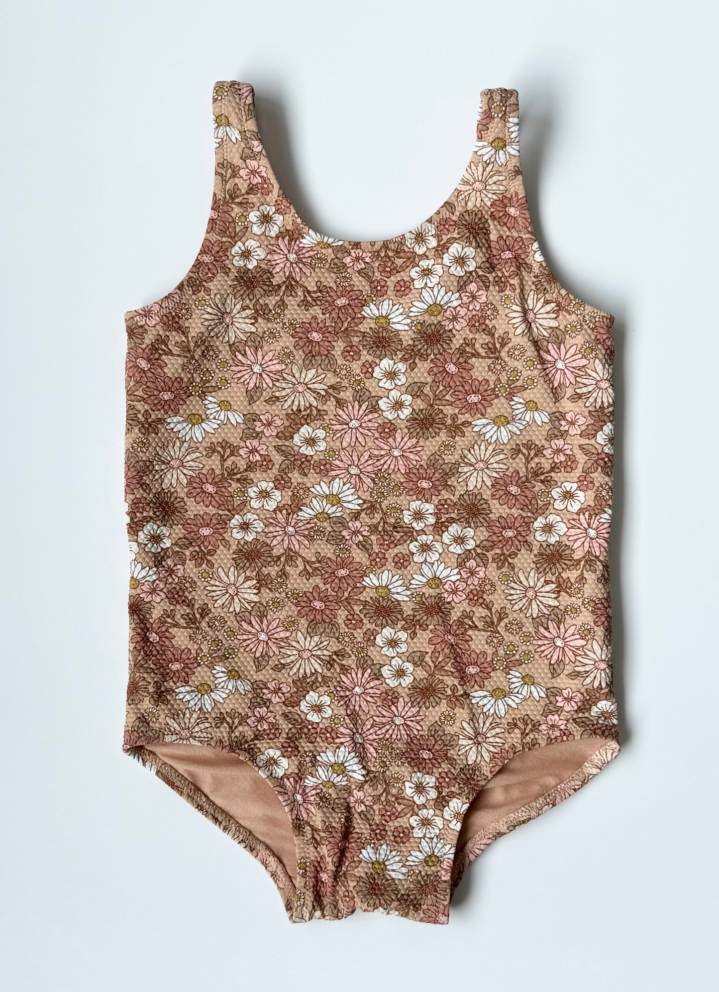 H&M Pink Antique Floral Pebbled One Piece Swimsuit (2-3 Years)