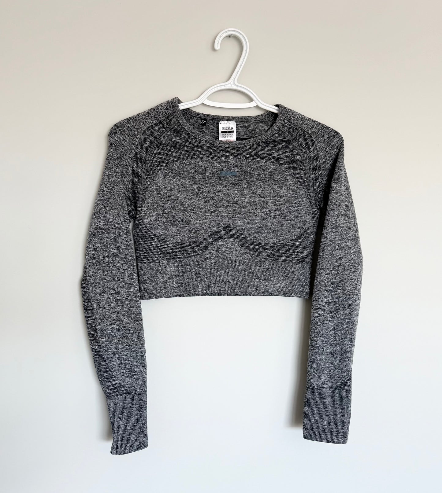Women’s Gymshark Flex Long Sleeve Crop Top in Charcoal Marl & Smokey Teal (Medium)