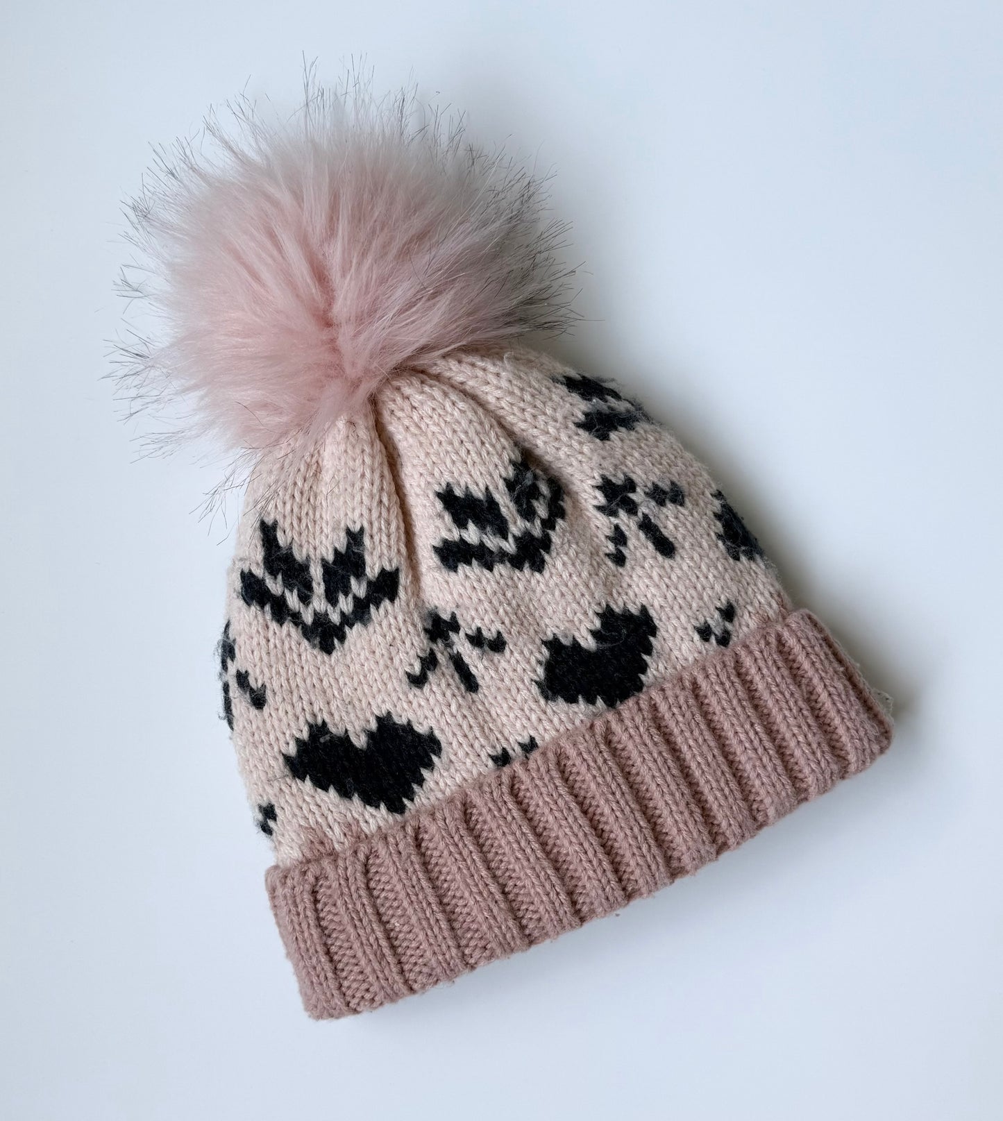 Name It Pink & Navy Hearts Knit Pom Toque (1-2 Years)