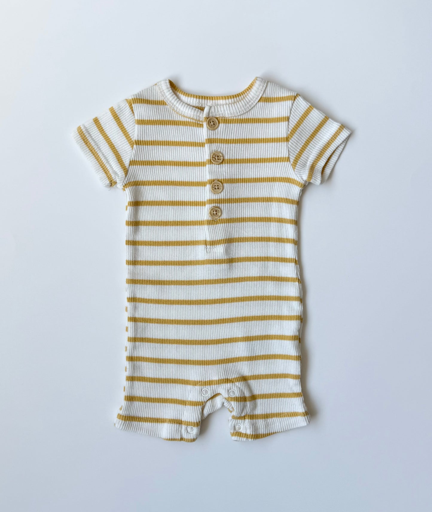 Rachel Zoe Yellow & White Stripped Ribbed Romper (0-3 Months)