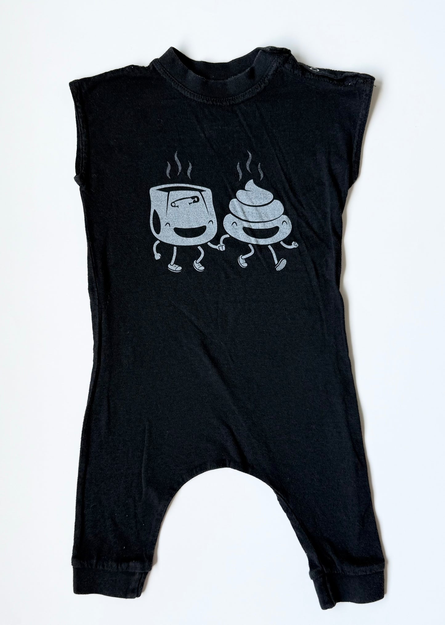 Bebe Fete Black Diaper & Poop Sleeveless Jumpsuit (0-6 Months)