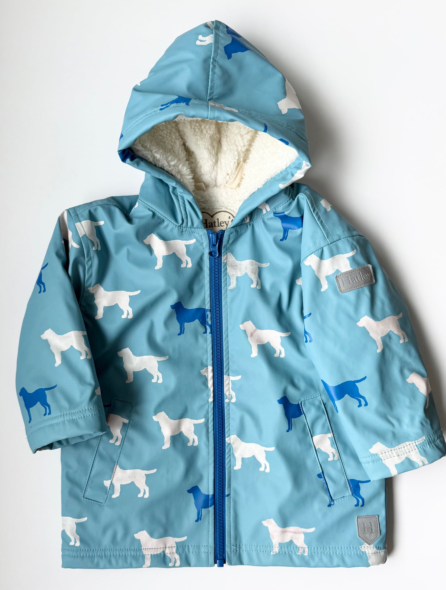 Hatley Blue Dogs Fur Interior Rain Jacket (2T)