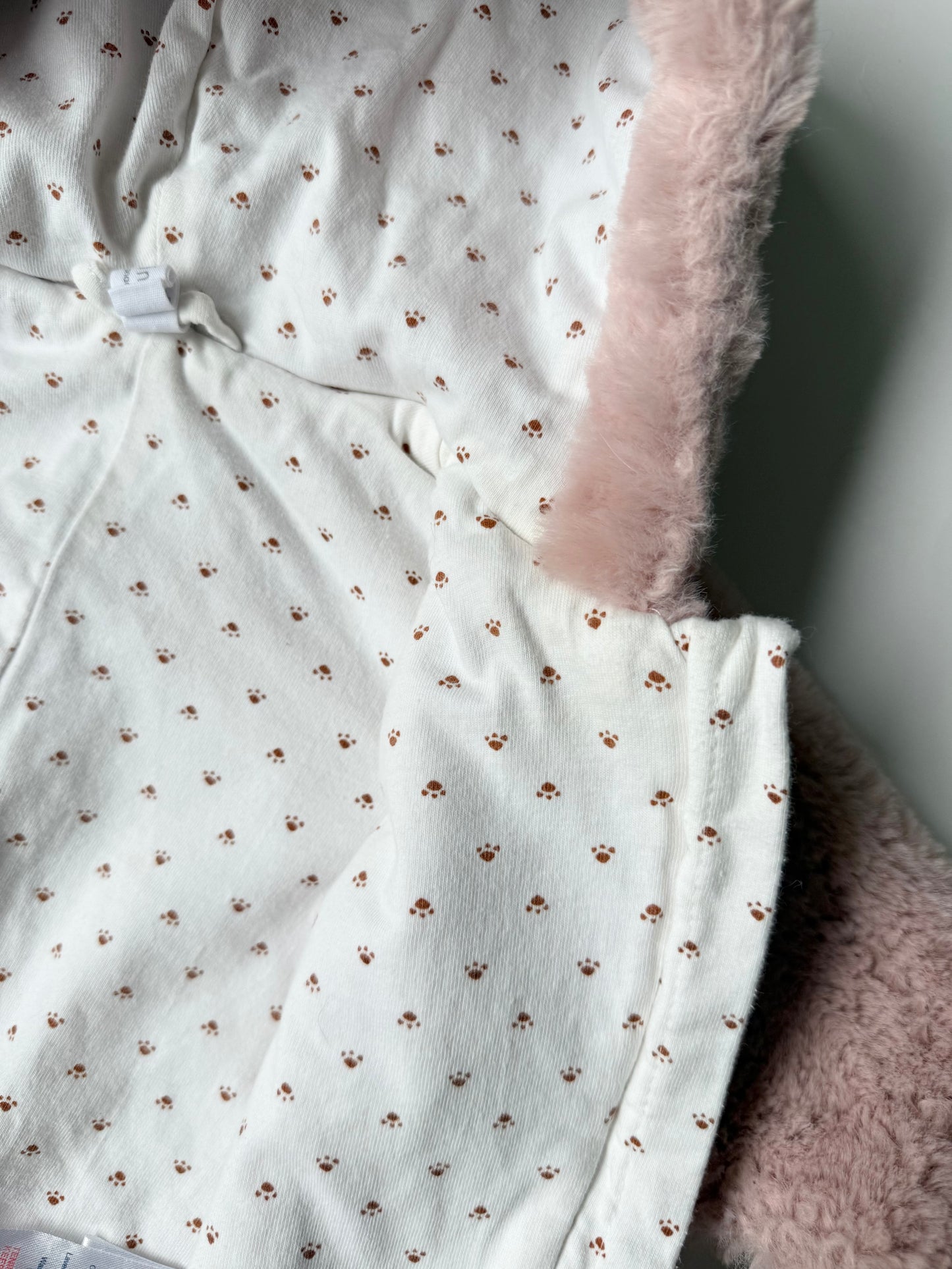 Souris Mini Pink Furry Bunting Suit (3-6 Months)