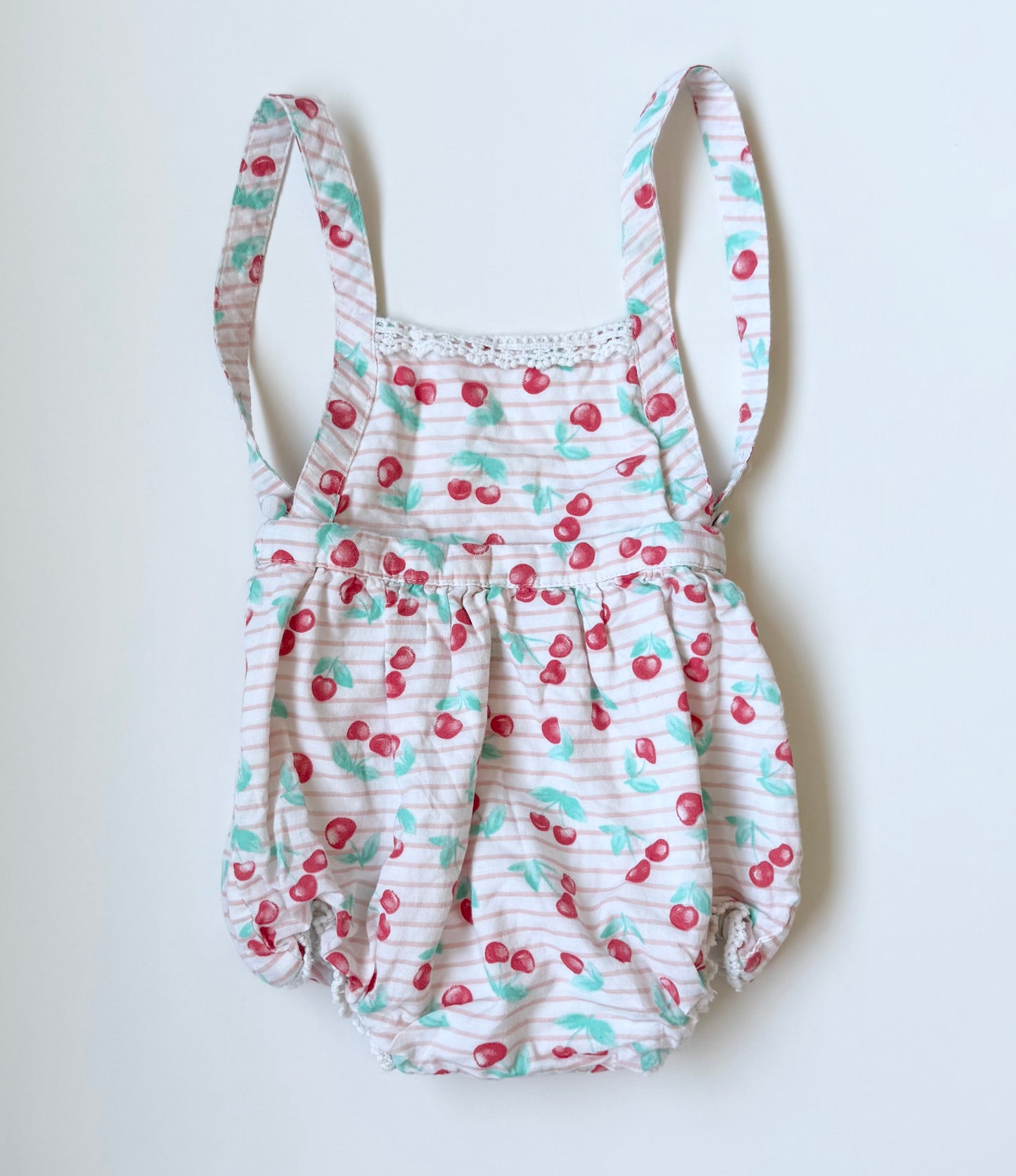 Piper & Posie Light Pink Cherries Summer Bubble Romper (6-9 Months)